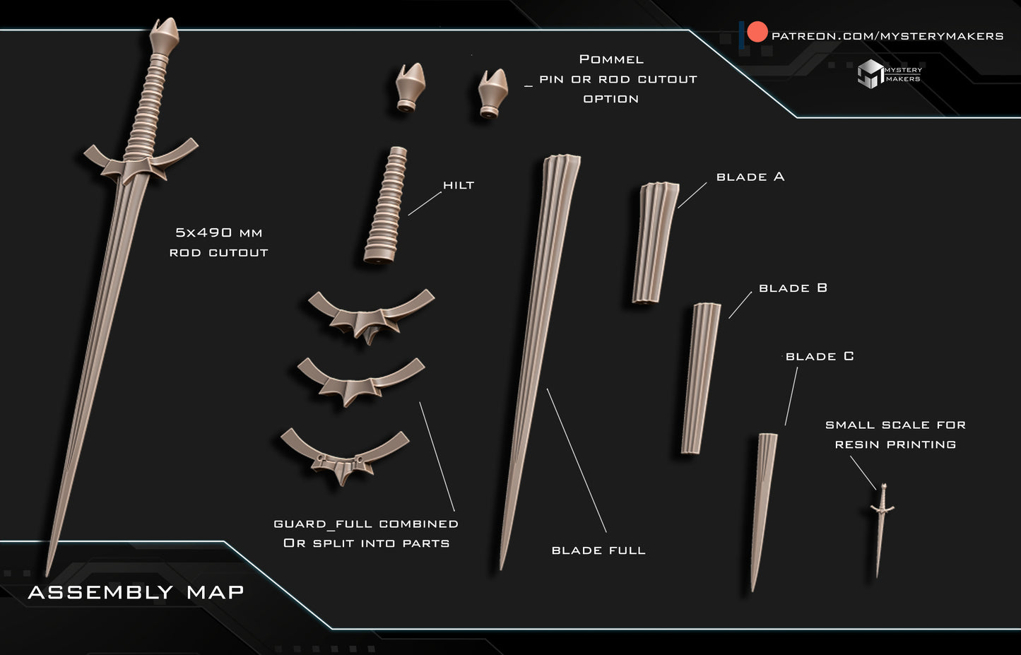 Morgul Blade LOTR Sword- 3d Printed kit
