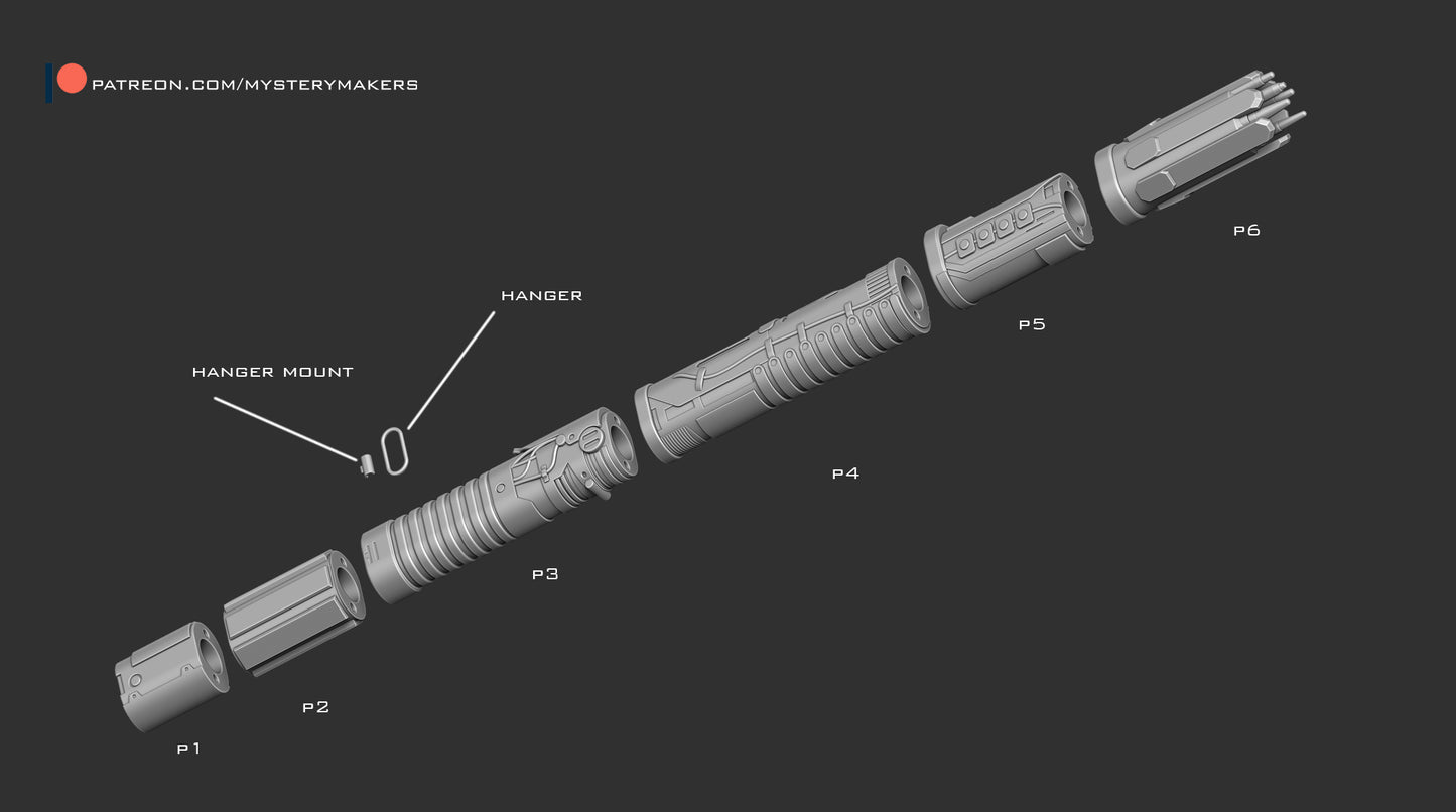 Ronin Lightsaber with Scabbard Option * Raw 3d Printed Kit *