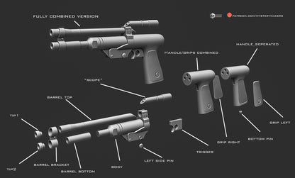 Boba Fett Sidearm Blaster - 3d Printed Kit