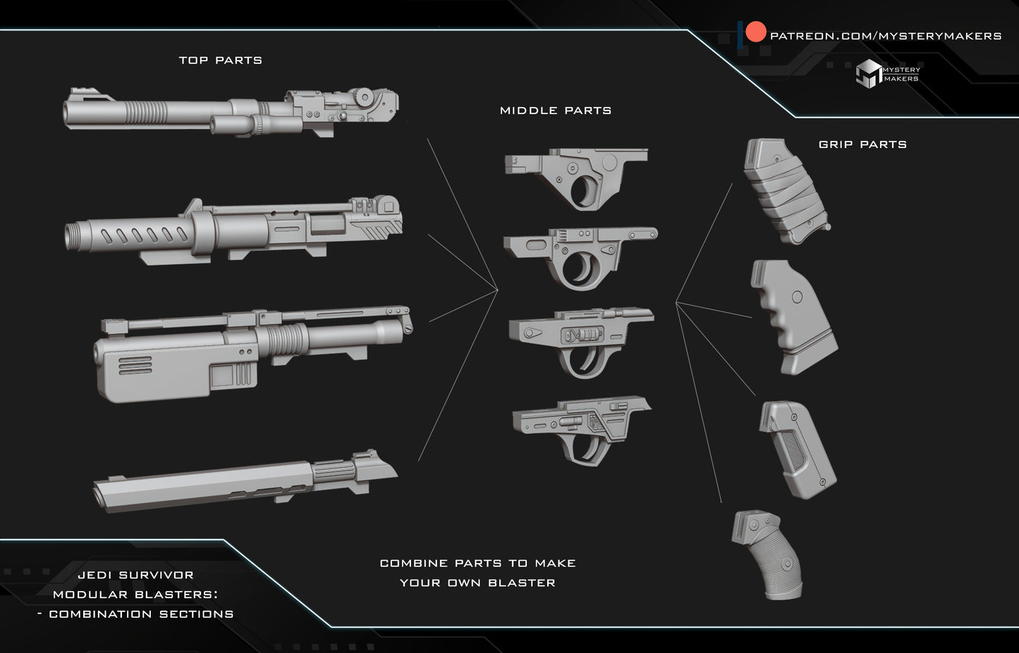 Build your own Blaster - 7 Blasters - 21 different parts - 1000+ Combinations