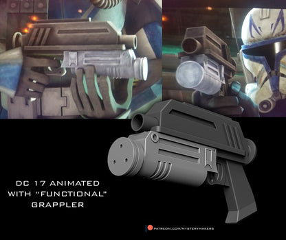 DC-17 Animated Style with Functional Grappler * 3D Printed Kit *