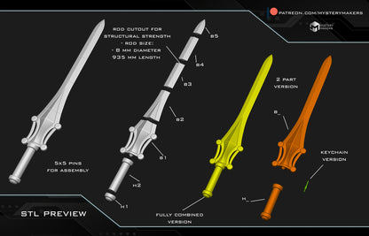 She-Ra Sword of Power- 3d Printed kit