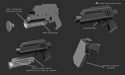 DC-17 Animated Style with Functional Grappler * 3D Printed Kit *