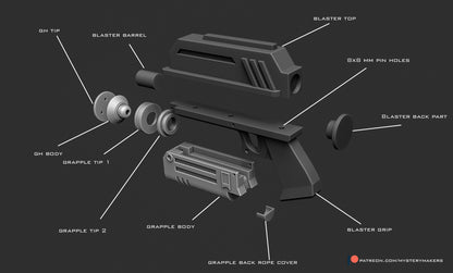 DC-17 Animated Style with Functional Grappler * 3D Printed Kit *